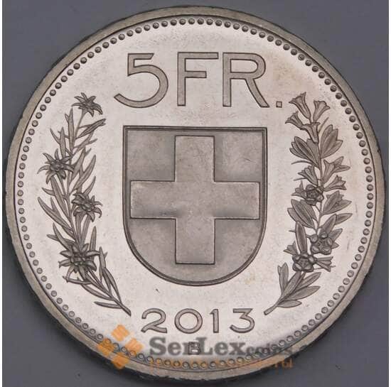 Швейцария монета 5 франков 2013 КМ40а Proof арт. 42412