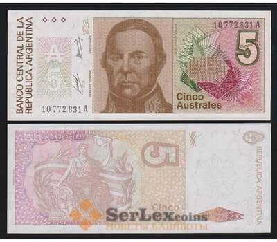 Аргентина 5 аустралей ND 1985 Р324а UNC арт. 54407