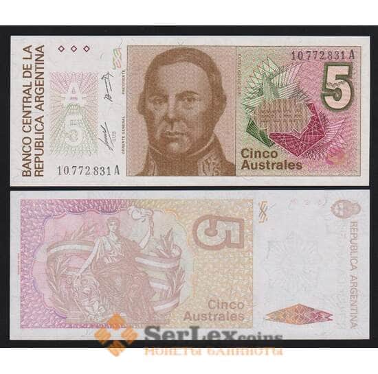 Аргентина 5 аустралей ND 1985 Р324а UNC арт. 54407