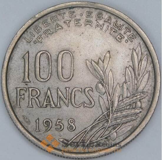 Франция 100 франков 1958 КМ919.1 XF метка крыло  арт. 56919