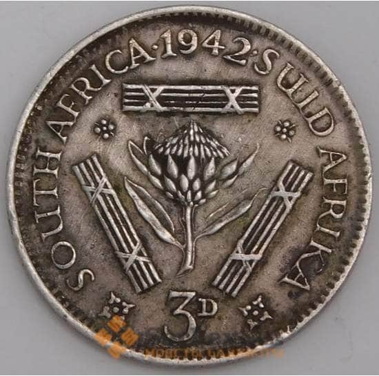 Южная Африка ЮАР монета 3 пенса 1942 КМ26 VF арт. 45736
