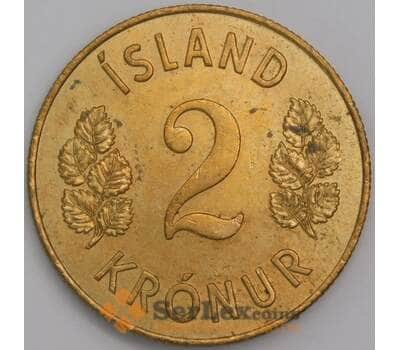 Исландия монета 2 кроны 1966 КМ13а.1 aUNC арт. 42007