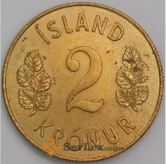Исландия монета 2 кроны 1966 КМ13а.1 aUNC арт. 42007