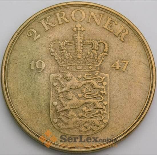 Дания монета 2 кроны 1947 КМ838 XF арт. 49517