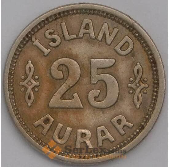 Исландия монета 25 аурар (эйре) 1922 КМ2 XF арт. 42253