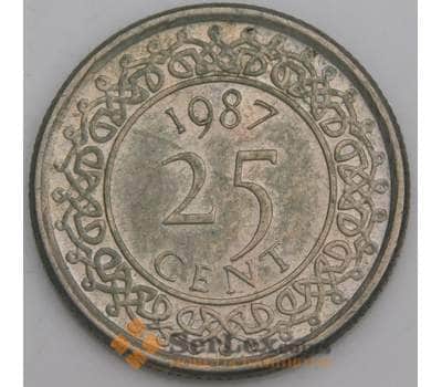 Суринам монета 25 центов 1987 КМ14а XF арт. 46311