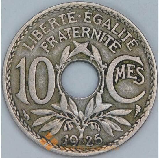 Франция 10 сантимов 1926 КМ866a VF арт. 57033