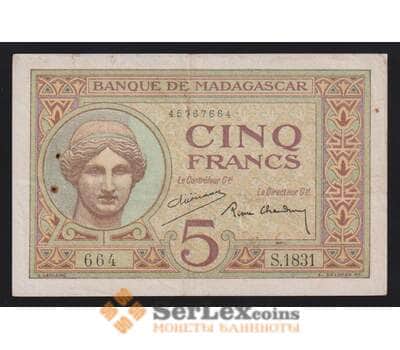 Мадагаскар 5 франков ND 1937 Р37b VF-XF арт. 55913
