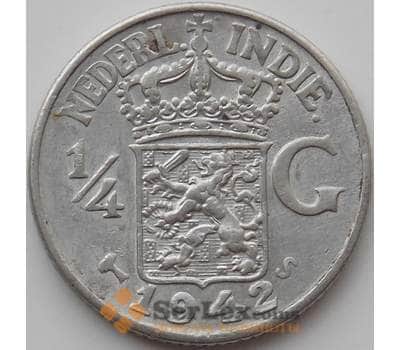 Монета Нидерландская Восточная Индия 1/4 гульдена 1942 S КМ319 aUNC арт. 12184