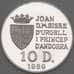 Монета Андорра 10 динер 1989 Proof Футбол Италия 1990  (n17.19) арт. 19976