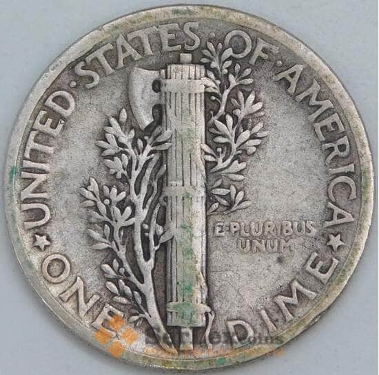 США дайм 10 центов 1943 КМ140 F арт. 56852