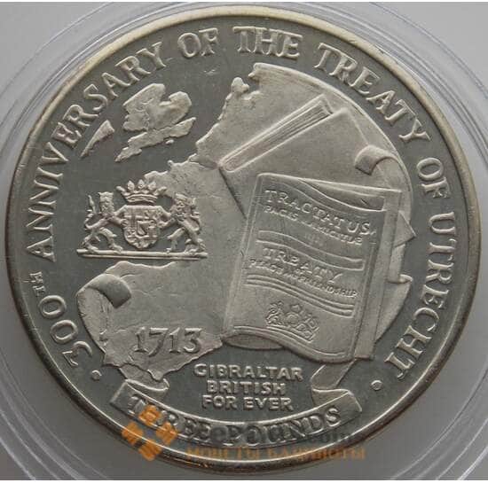 Гибралтар 3 фунта 2013 UNC Утрехтский договор арт. 13969