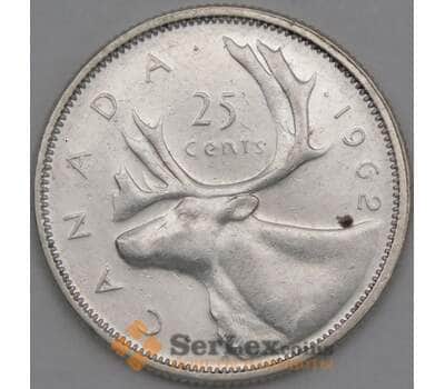 Монета Канада 25 центов 1962 XF Серебро арт. 21898