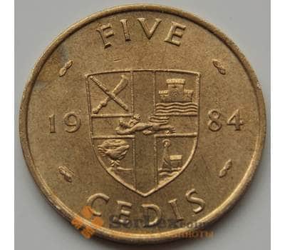 Монета Гана 5 седи 1984 КМ26 AU арт. 6694
