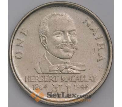 Нигерия монета 1 найра 1991 КМ14 XF арт. 43504