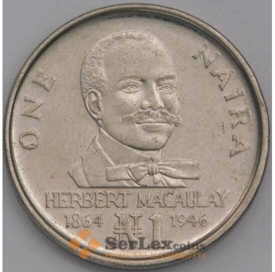 Нигерия монета 1 найра 1991 КМ14 XF арт. 43504