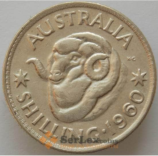 Австралия 1 шиллинг 1960 КМ59 XF Серебро Елизавета II (J05.19) арт. 17284