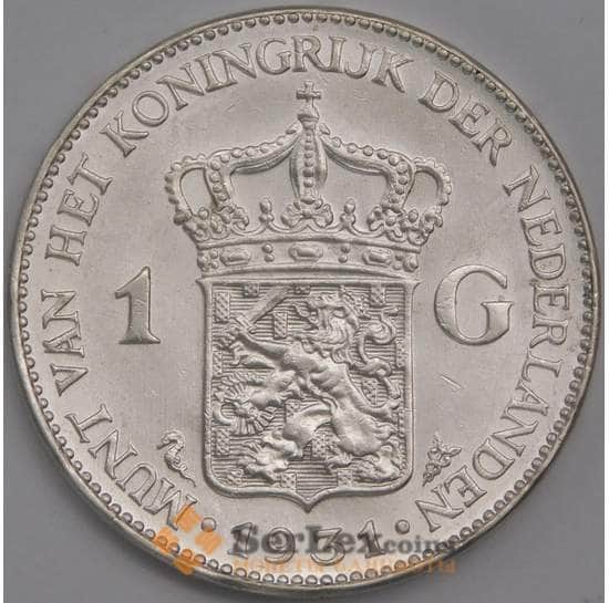 Нидерланды монета 1 гульден 1931 КМ161 UNC арт. 42893