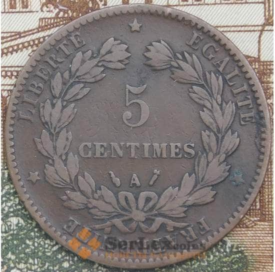 Франция 5 сантимов 1885 А КМ821 VF+ арт. 38905