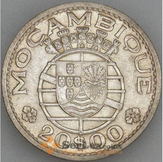 Мозамбик 20 эскудо 1960 КМ80 aUNC Серебро  арт. 18579