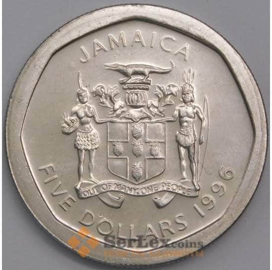 Ямайка монета 5 долларов 1996 КМ163 BU наборная арт. 43351
