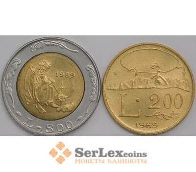 Сан-Марино набор монет 200 и 500 лир 1989 КМ238-239 aUNC-UNC арт. 40963