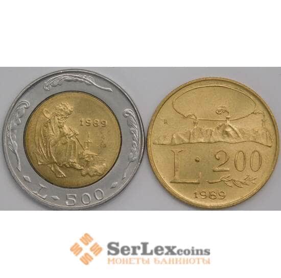 Сан-Марино набор монет 200 и 500 лир 1989 КМ238-239 aUNC-UNC арт. 40963