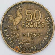 Франция 50 франков 1953 B КМ918.2 VF-XF арт. 57339