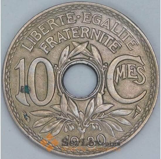 Франция 10 сантимов 1930 КМ866a XF арт. 57028
