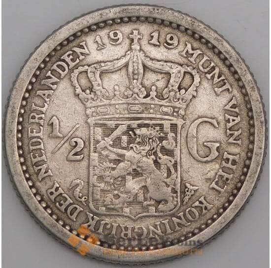 Нидерланды монета 1/2 гульдена 1919 КМ147 XF- арт. 46047