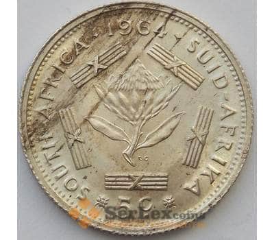 Монета Южная Африка ЮАР 5 центов 1964 КМ59 aUNC Серебро (J05.19) арт. 16953