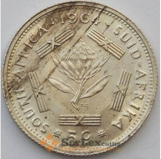 Южная Африка ЮАР 5 центов 1964 КМ59 aUNC Серебро (J05.19) арт. 16953