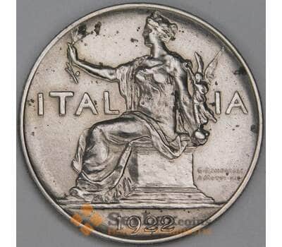 Монета Италия 1 лира 1922 КМ62 XF арт. 22771