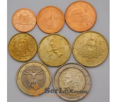 Монета Италия набор Евро монет 1 цент - 2 евро 2002 (8 шт) UNC арт. 38224