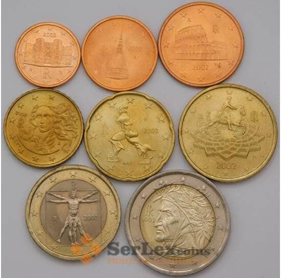 Италия набор Евро монет 1 цент - 2 евро 2002 (8 шт) UNC арт. 38224 Италия набор Евро монет 1 цент - 2 евро 2002 (8 шт) UNC арт. 38224