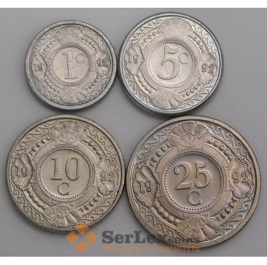 Нидерландские Антиллы Набор монет 1, 5, 10, 25 центов (4 шт.) 1992 BU арт. 46198