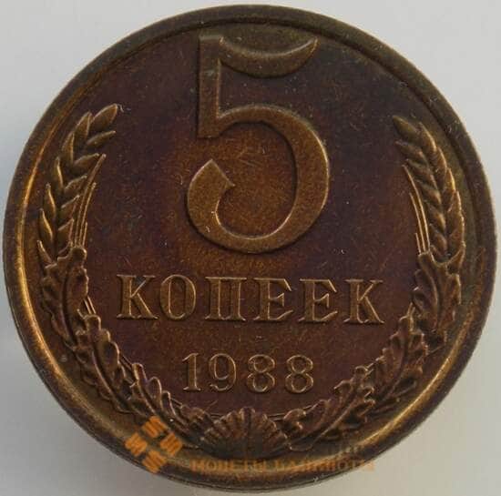 СССР 5 копеек 1988 Y129a aUNC (АЮД) арт. 9462