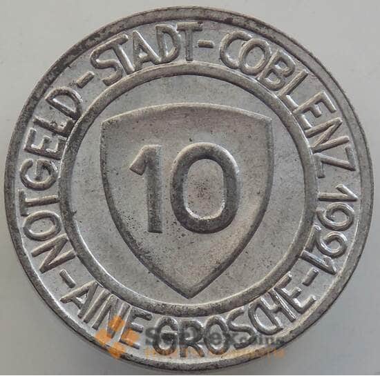 Германия нотгельд 10 пфеннигов 1921 aUNC Кобленц арт. 12904
