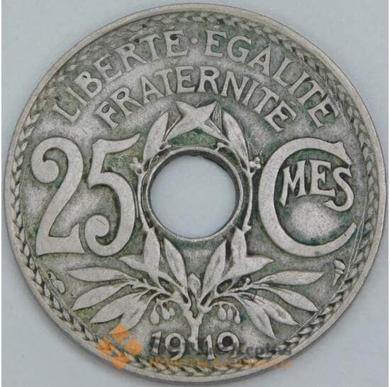 Франция 25 сантим 1919 КМ867а VF арт. 56914