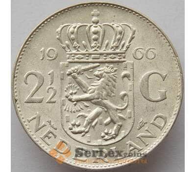 Монета Нидерланды 2 1/2 гульдена 1966 КМ185 aUNC Серебро (J05.19)  арт. 15090