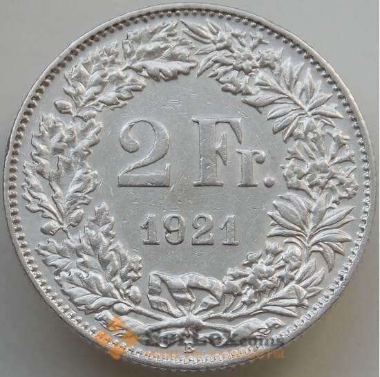 Швейцария 2 франка 1921 КМ21 XF арт. 14115