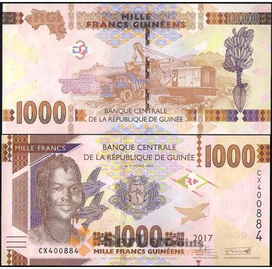 Гвинея 1000 франков 2017 Р48 UNC арт. 21836