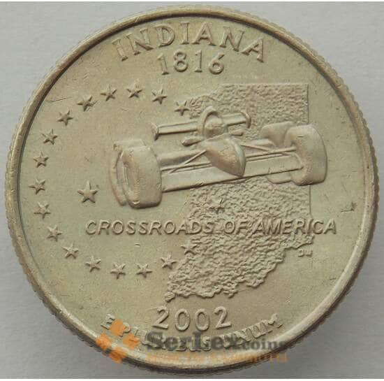 США 25 центов 2002 P КМ334 aUNC Индиана арт. 15426