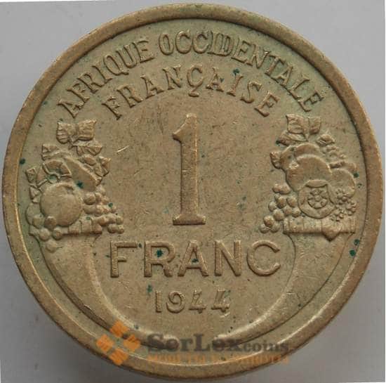 Французская Западная Африка 1 франк 1944 КМ2 AU арт. 14572
