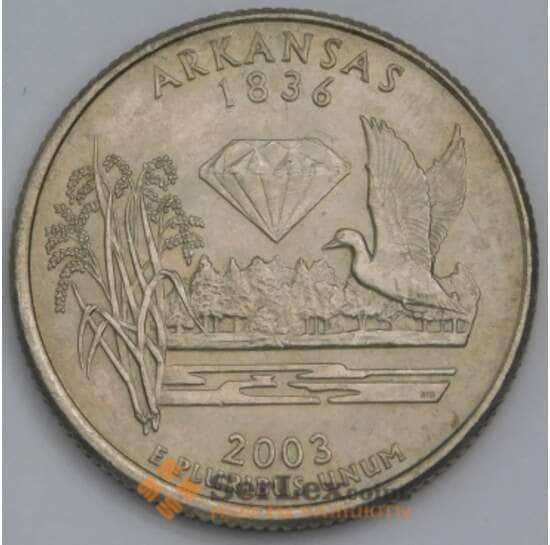 США 25 центов 2003 Р 347 AU Арканзас арт. 39045