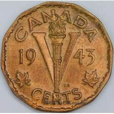 Канада 5 центов 1943 КМ40 AU-aUNC арт. 57265