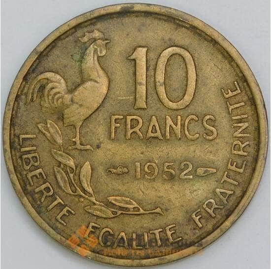 Франция 10 франков 1952 КМ915 VF арт. 56499