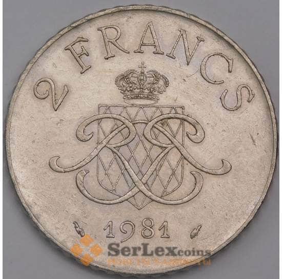 Монако монета 2 франка 1981 КМ157 XF арт. 16344
