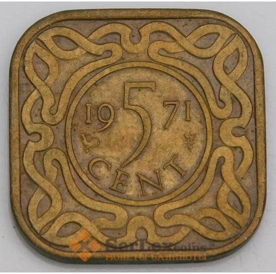 Суринам монета 5 центов 1971 КМ12 XF арт. 46302