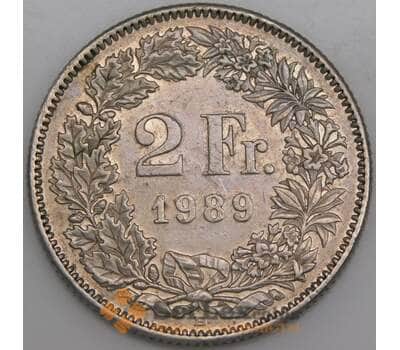 Швейцария монета 2 франка 1989 КМ21а XF арт. 45272